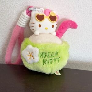 Hello Kitty Green Pink White Plush Keychain
